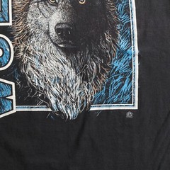 Vtg 90s Gray Wolf Art Print T-Shirt L