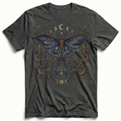 Luna Moth Galaxy Roses T-Shirt Witchy Gothic Celestial Boho Night Sky Gift Tee