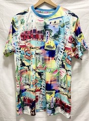 Surf Society Drill Cloth. Teal Blue Crew Neck Miami Retro Flamingo Men’s Size(L)