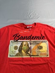 Headgear Classics Men’s T-Shirt Bandemic 100 Dollar Bill Size 2XL Red Tee NEW