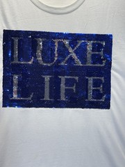 Sean John men’s short-sleeved white graphic t-shirt with sequins, Luxe Life, 3XL