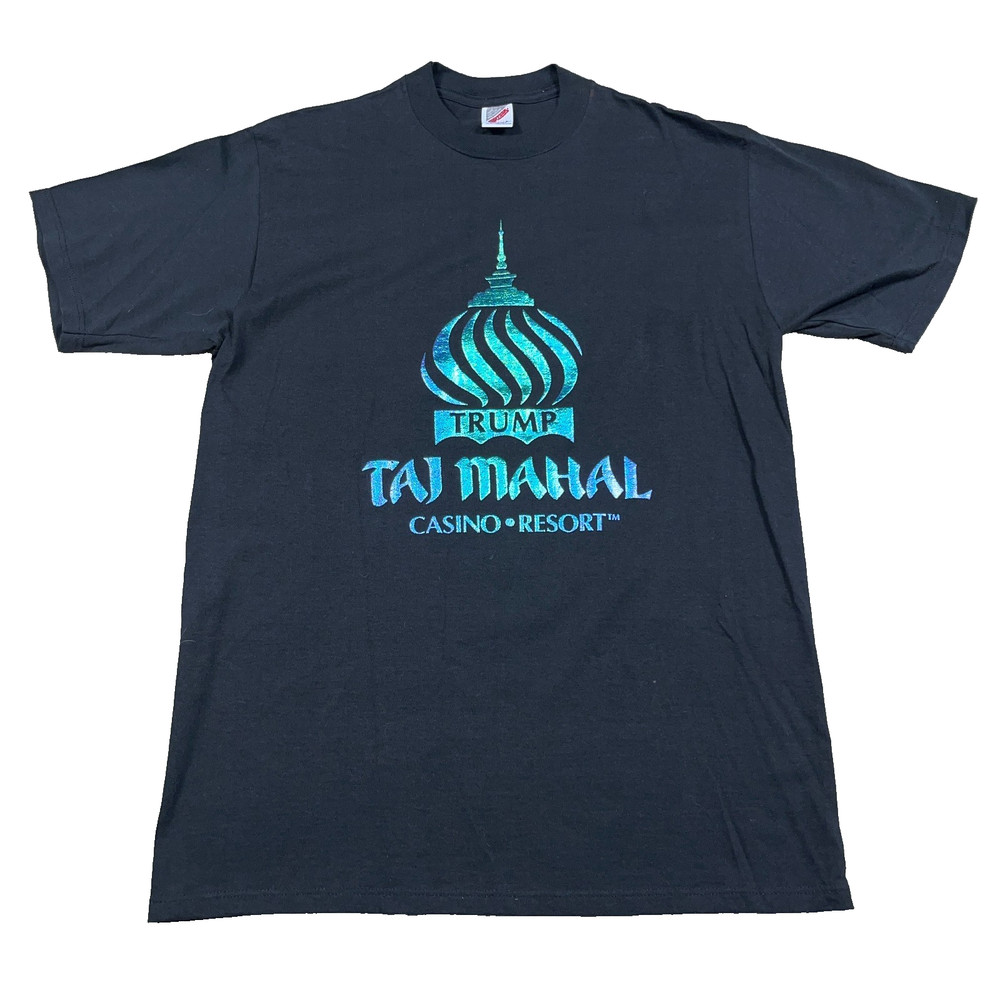 Vintage Donald Trump Taj Mahal Shirt Men Large Black Tee Casino Resort 90s USA