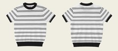 Men’s Retro Knitted Tencel Contrasting Horizontal Stripe Short Sleeved T-Shirt