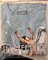 LED ZEPPELIN UNISEX GRAPHIC T SHIRT LIGHT MINERAL WASH BLUE