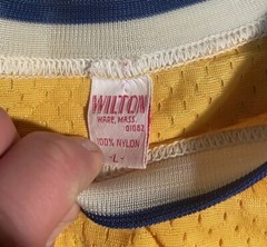 Vintage Carbone’s Pizza MN L Blue Yellow Softball Baseball Team Jersey #5 2Tone