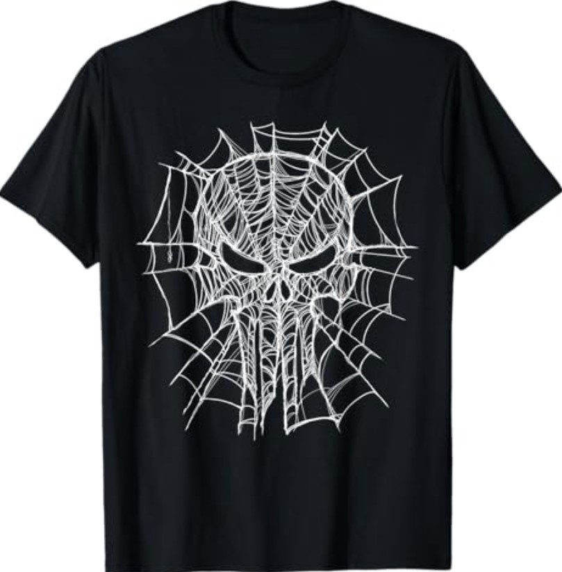 Marvel Studios: Spider-Man BND Movie 2026 Punisher Skull Web T-Shirt