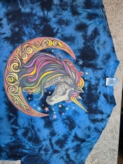 Fantasy Celtic Moon Unicorn Colortone Crystal Wash Blue XL New!