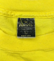 *VINTAGE* Anvil 1980s Flat Island Fins Men’s Yellow Single-Stitch Shirt; Size L