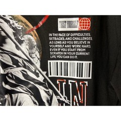 Mens Believe In Yourself Graphic T-Shirt Black Angel Flames Streetwear Size L
