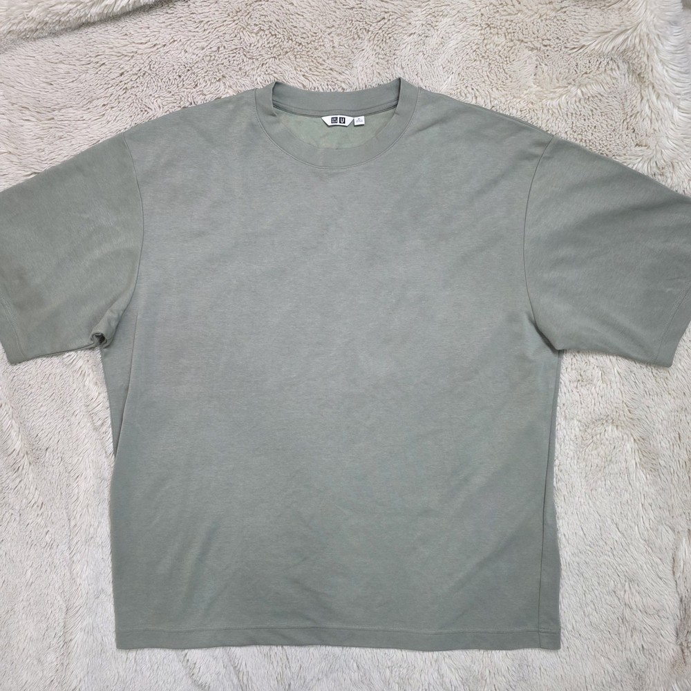 Uniqlo AIRism Cotton Oversized Crew Neck T-Shirt Light Green Sage Size XL EUC