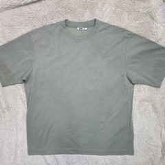 Uniqlo AIRism Cotton Oversized Crew Neck T-Shirt Light Green Sage Size XL EUC