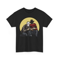 Horror Scary Movie Villains Playing Video Games Jason Unisex Heavy Cotton Tshirt