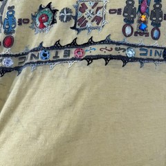 Vintage 2 Of Us Shirt Size Medium Yellow Ethnic Beaded Embroidered Boho 90s