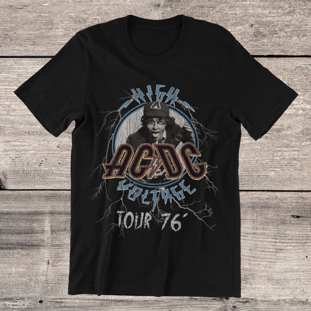 Angus Young AC/DC High Voltage T-Shirt Metal Rock Band on Ring Spun Cotton Tee