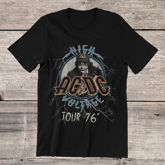 Angus Young AC/DC High Voltage T-Shirt Metal Rock Band on Ring Spun Cotton Tee