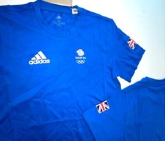Adidas Training Shirt Team GB Olympic 100% Cotton Blue Men Women XS S M L XL 2XL