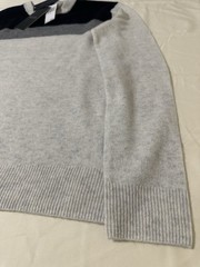 Truth by Republic 100% Cashmere Colorblock Pullover Sweater Gray Black White M