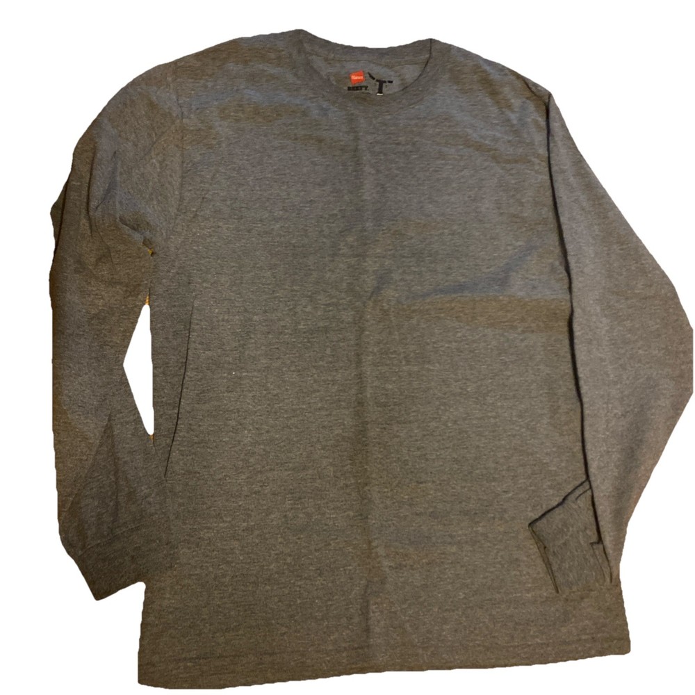 VTG 90s Hanes Beefy Durable Soft Cotton Long Sleeve Grunge Boxy Blank T-Shirt M