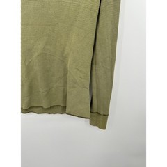 Wallace & Barnes Mens Small Olive Green Waffle Knit Henley Long Sleeve Shirt