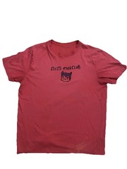 Vtg 90s Faded Bleached Men’s M Cropped Hand Painted Devil Elvis Fan Club Red