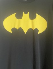 Batman Graphic Logo Crew Neck Knit Polyester Tee Long Sleeve M Black Yellow
