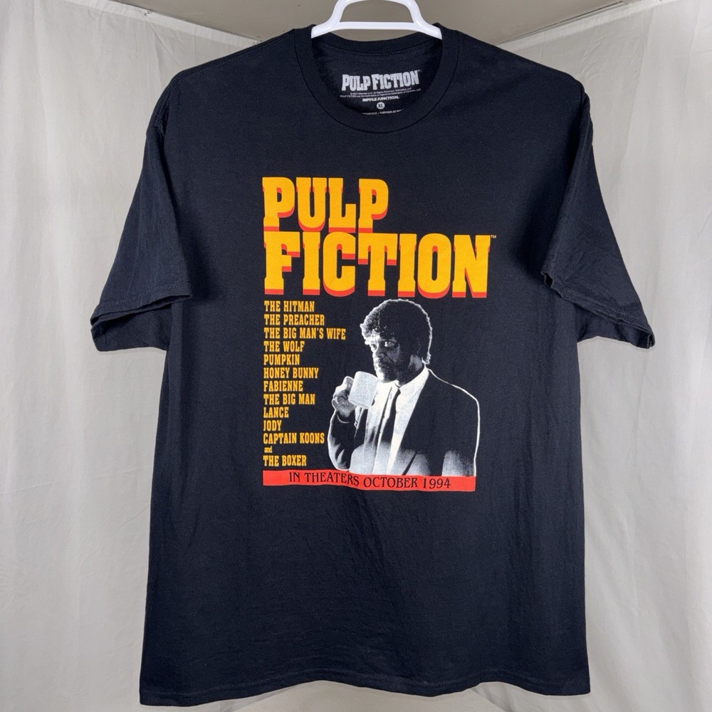 Pulp Fiction T- Shirt Men’s XL Movie Promo Graphic Print Black Short Sleeve Tee