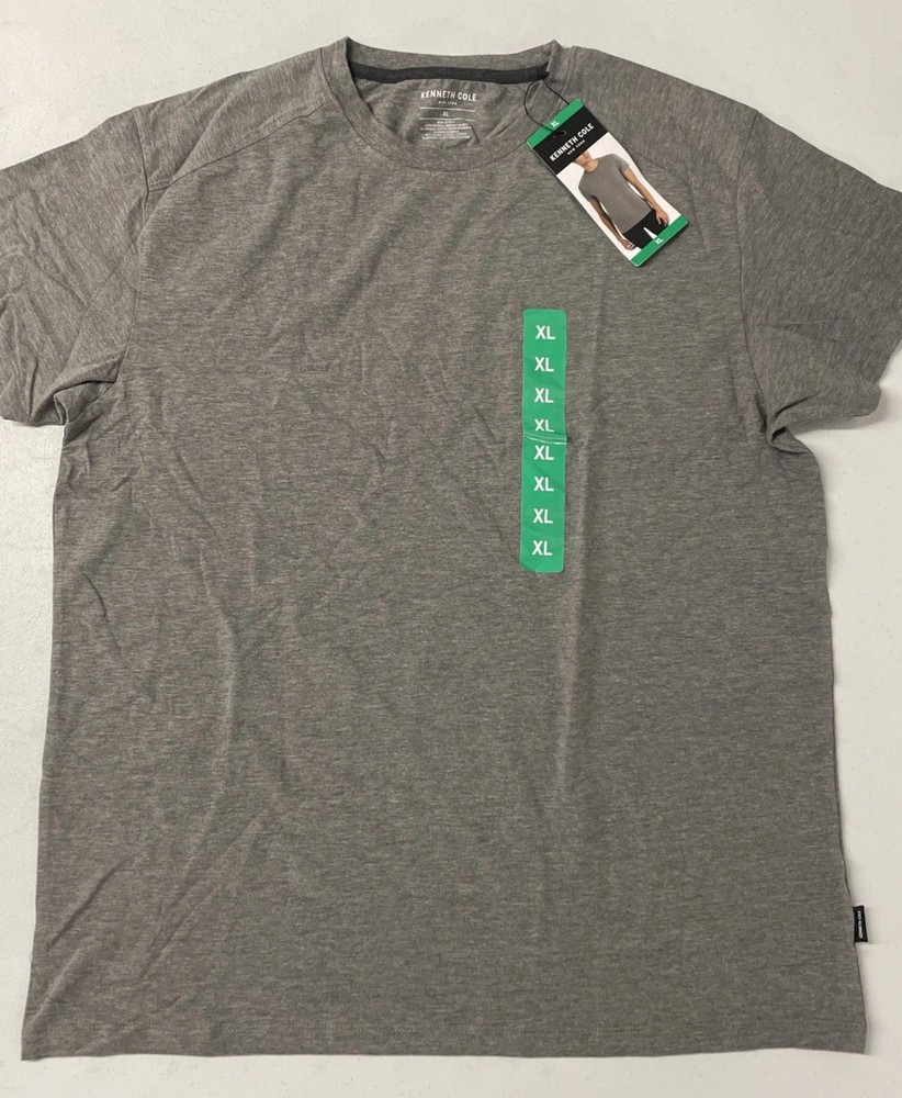 KENNETH COLE Men’s Organic Cotton Blend Crewneck T-Shirt XL GRAY Stretch NEW