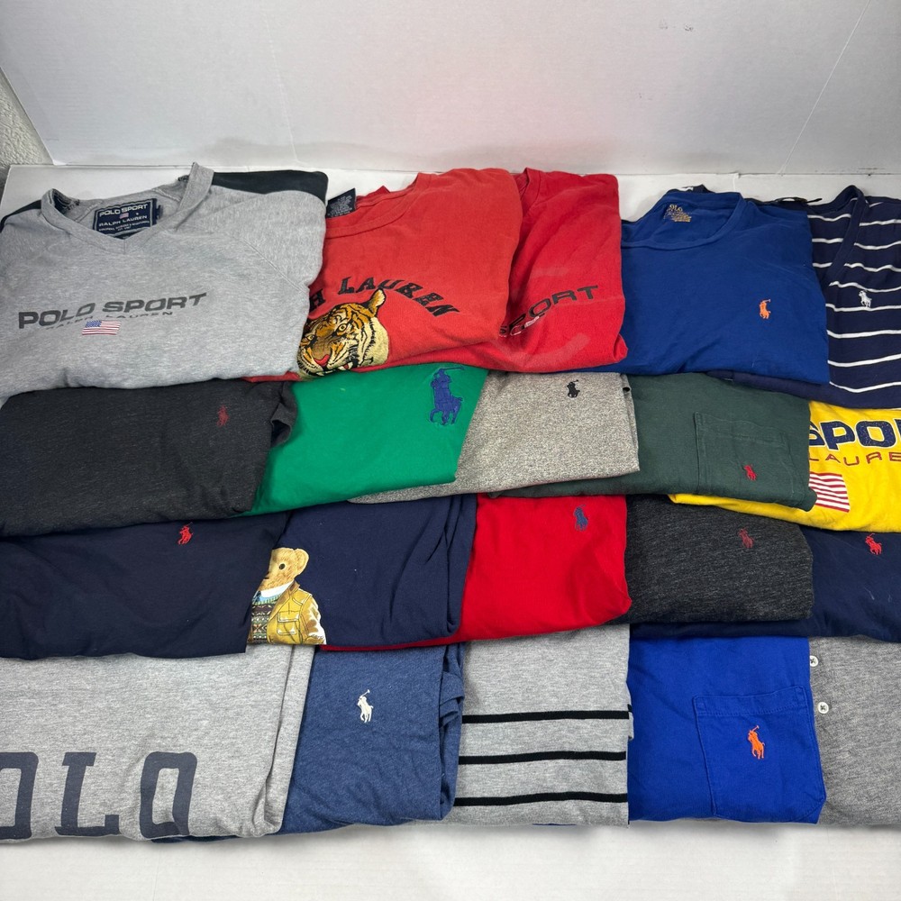 Wholesale Lot of 20 Ralph Lauren Men’s Long Sleeve T-Shirts (Assorted Sizes)