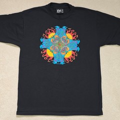 Vintage 90s Fashion Victim Courtney Davis Celtic Cross Shirt Large Black Art