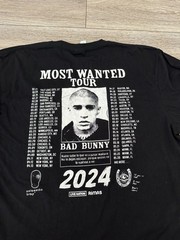 Bad Bunny Black Long Sleeve Most Wanted Tour 2024 Gildan 100% Cotton Size L