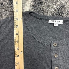 Gustin Henley Shirt Mens Large Gray Long Sleeve Button USA Made Cotton Rayon