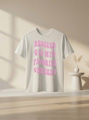 Rescued Is My Favorite Breed Retro Groovy Pink Dog Mom Dog Lover Graphic Tee