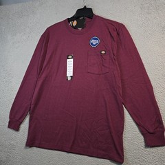 Dickies Heavyweight SHIRT Mens MEDIUM Red Burgundy Work Relaxed Long Sleeve NWT