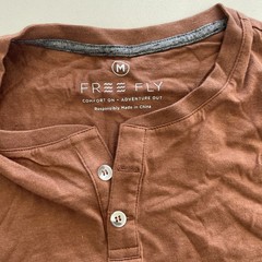 Free Fly Shirt Mens Large Henley Long Sleeve Size M Red
