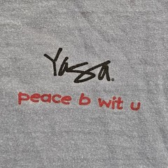 Vintage Yasa Shirt Mens XL Short Sleeve Graphic Tee 90s Y2K Blue Peace B Wit U