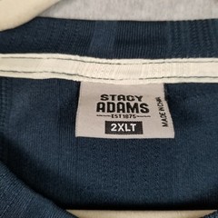 Stacy Adams T Shirt Men’s 2XLT 2XL Tall Blue Vertical Stripe Ribbed Stretch Tee