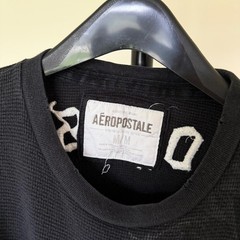 Y2K Aeropostale Black Waffle Knit Thermal Shirt Gothic Logo Biker Medium