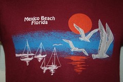 Vintage 80s MEXICO BEACH FLORIDA Single Stitch T-SHIRT M Seagulls Sunset Boats