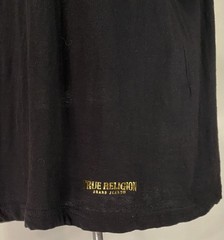 True Religion XL Short Sleeve T-Shirt Tee Black with Metallic Gold Logo Men