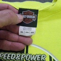 Harley Davidson Mens 2XL Neon Yellow Voodoo New Orleans Graphic Pocket T-Shirt