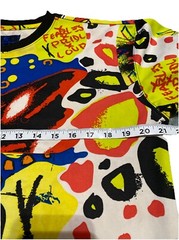 Royal Blue Label Graffiti T Shirt Colorful Print Urban Street Art Size M