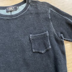 Double RL RRL Ralph Lauren Waffle Knit Long Sleeve Shirt Tee Size Med Dark Gray