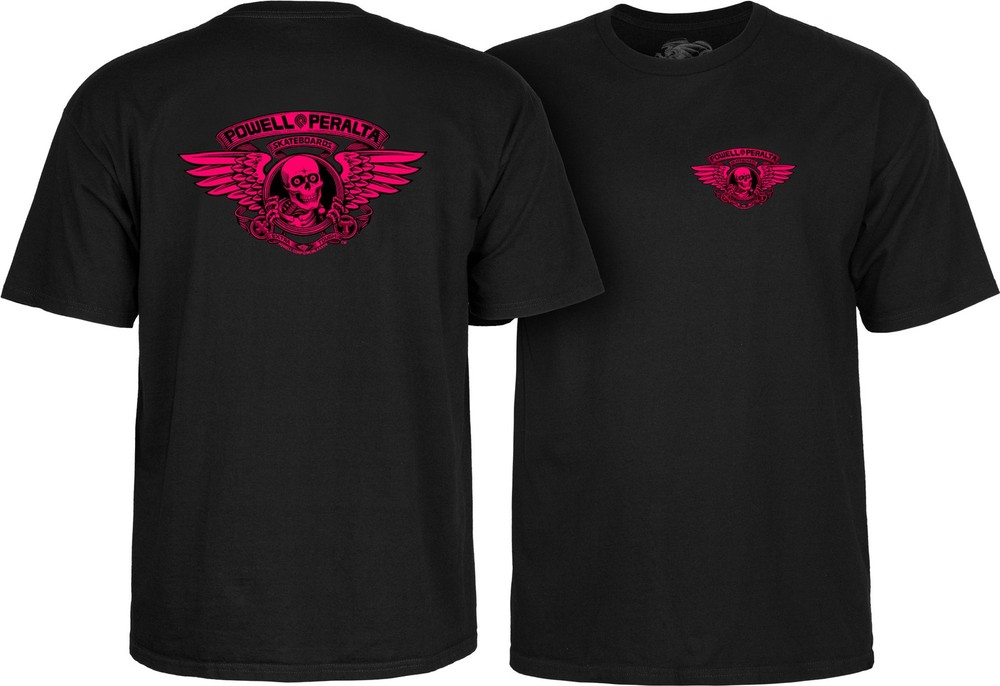 Powell Peralta WINGED RIPPER Skateboard T Shirt PINK BLACKLIGHT