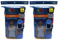 12 Blue Black Gray Red L 42-44 A-Shirt Tanks Fruit Of The Loom G 107-112 CM