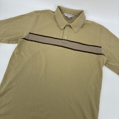 Vintage Y2K Quiksilver Polo Shirt Men Medium Beige Striped Ribbed Edition Surf