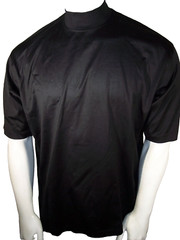 NEW Smith & Tweed Large Black Spima Cotton Moc Neck T-Shirt