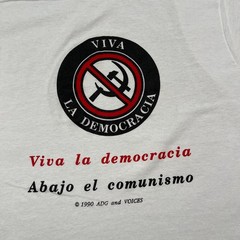 Vintage 1987 Long Live Democracy Down With Communism Shirt Medium 19×25 White