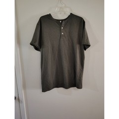 Goodfellow & Co Mens XL Henley Shirt Short Sleeve Charcoal Gray Heather Standard