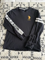 US Polo Assn. Men’s Long Sleeve Colorblock Logo Tee Black Gray Navy White