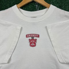 Vintage Smirnoff Ice T-Shirt Mens L White Graphic Promo Center Logo Back Hit Y2K